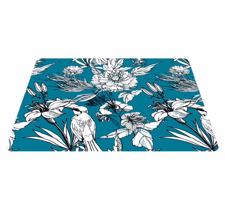 Animal vinyl carpet with elegant white bird pattern - TenStickers