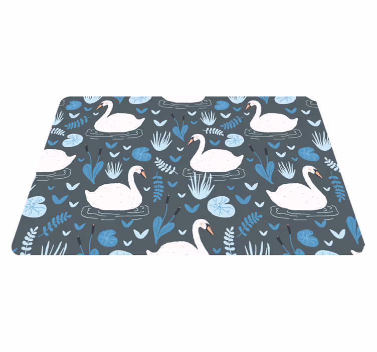 Animal vinyl carpet elegant white swan design - TenStickers
