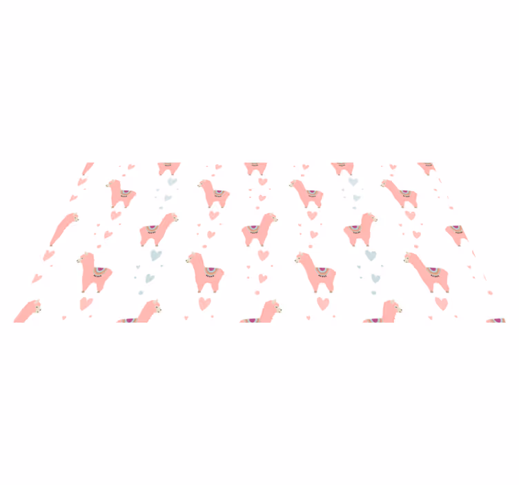 Animal vinyl carpet with pink llama pattern - TenStickers