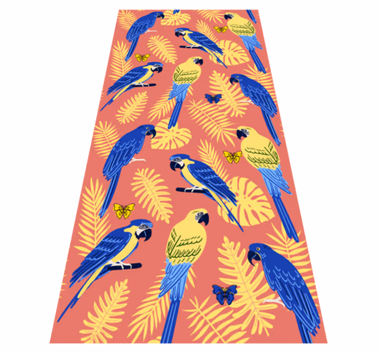 Animal vinyl carpet with parrots and butterflies - TenStickers