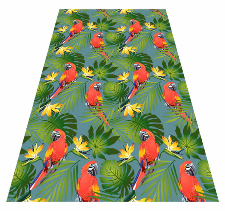 Animal vinyl carpet colorful parrots on blue background - TenStickers