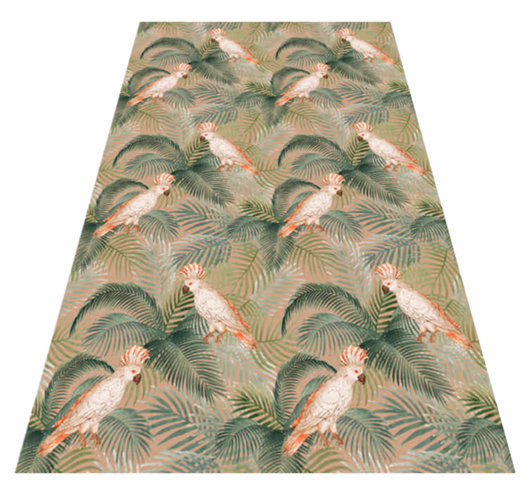 White parrots on beige palms animal vinyl carpet - TenStickers