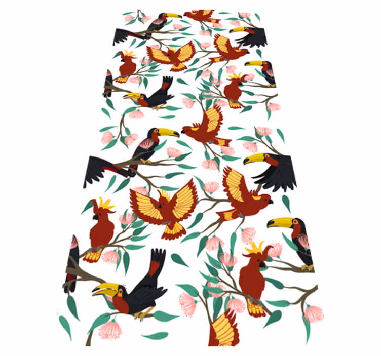 Animal vinyl carpet with flying parrots and toucans - TenStickers