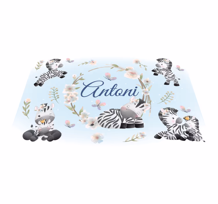 Animal vinyl carpet baby zebras personalized - TenStickers