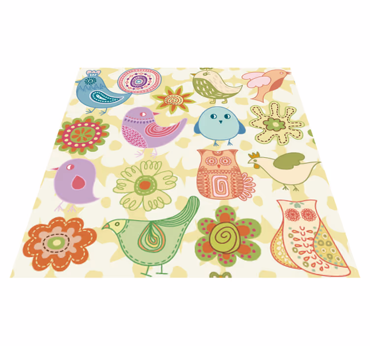 Animal vinyl carpet with colorful bird designs - TenStickers