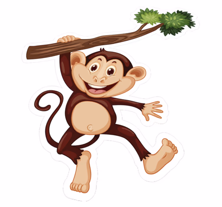 Cheeky monkey swinging animal vinyl carpet - TenStickers