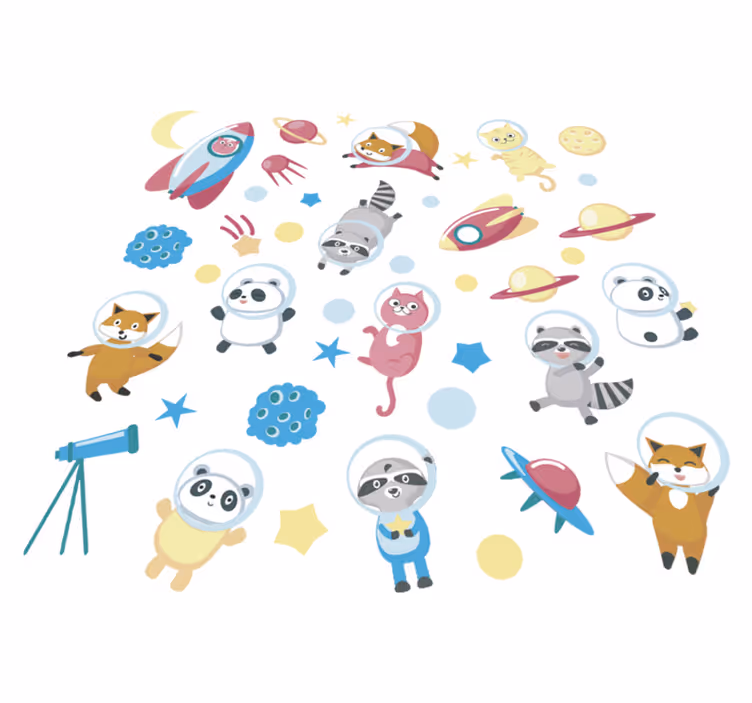 Animal vinyl carpet cute animal astronauts - TenStickers