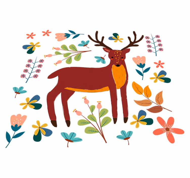 Animal vinyl carpet whimsical deer design - TenStickers