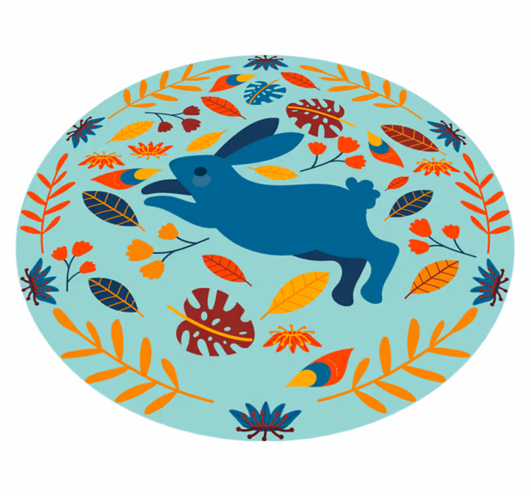 Animal vinyl carpet playful rabbit design - TenStickers