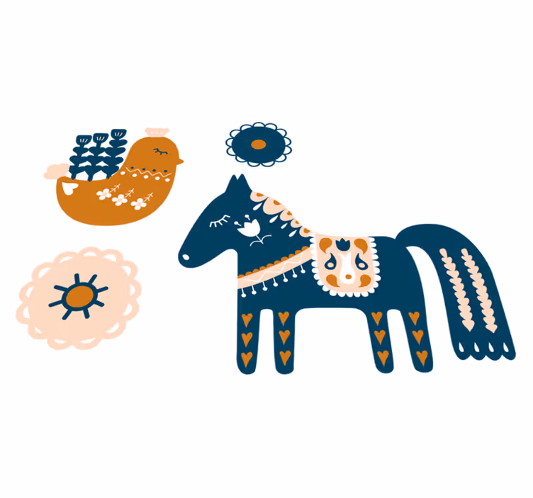 Colorful folk animal vinyl carpet - TenStickers