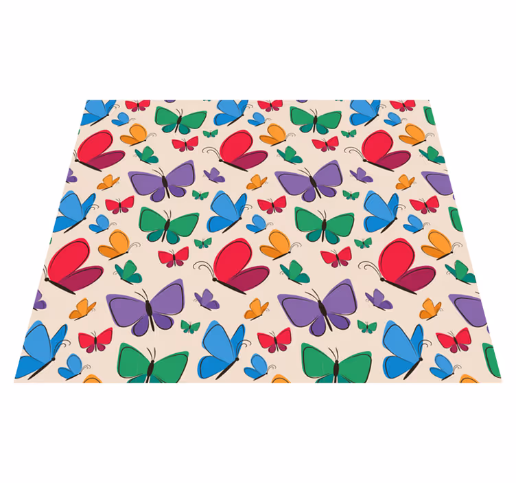 Animal vinyl carpet with vibrant butterfly design - TenStickers