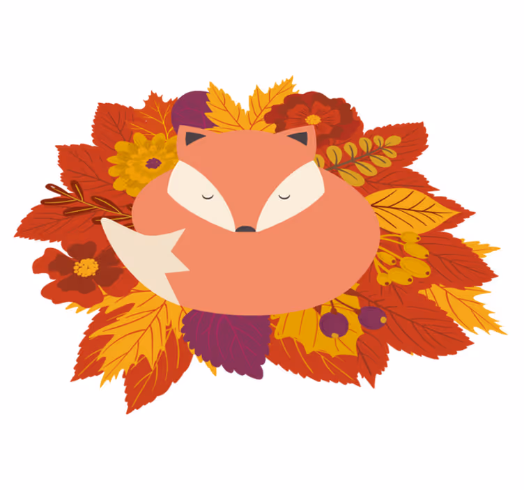 Animal vinyl carpet fox with leaves - TenStickers