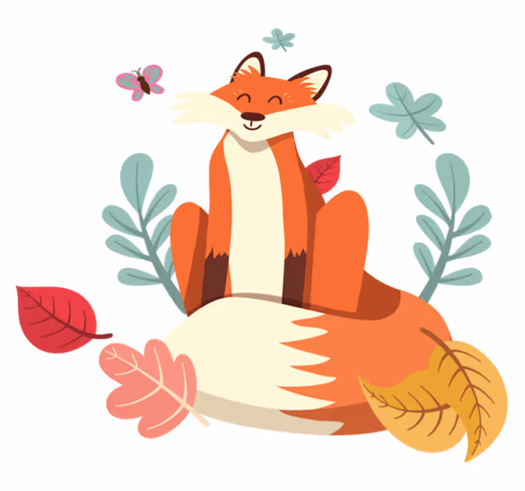 Animal vinyl carpet smiling fox design - TenStickers