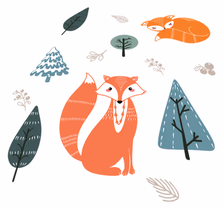 Animal vinyl carpet whimsical fox designs - TenStickers