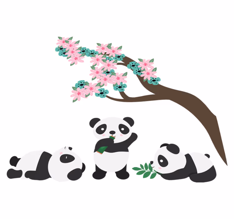 Whimsical panda clan animal vinyl carpet - TenStickers