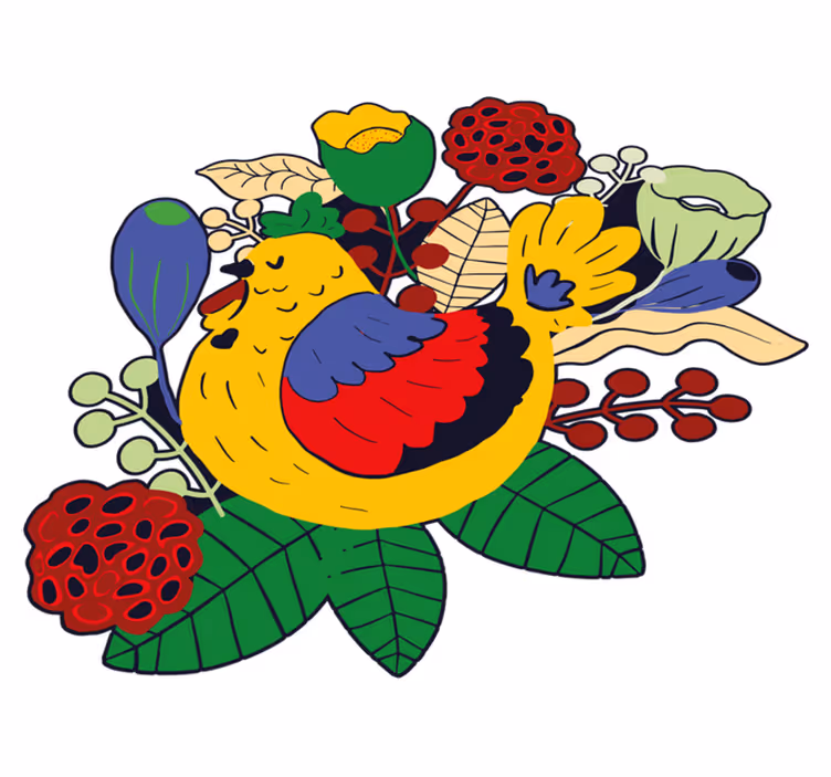Colorful bird floral animal vinyl carpet - TenStickers