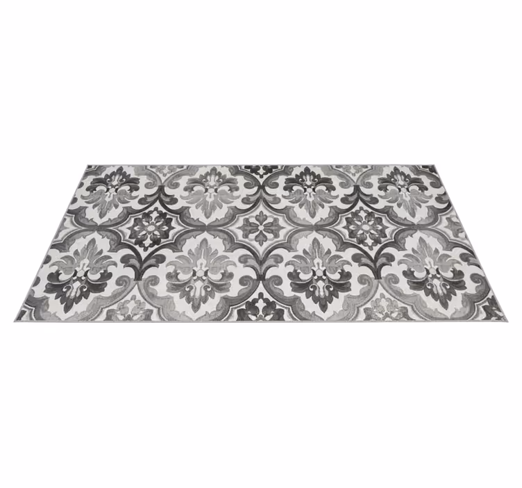 Kitchen vinyl carpet in greyscale damask design - TenStickers