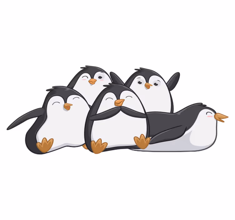 Animal vinyl carpet happy penguin family - TenStickers