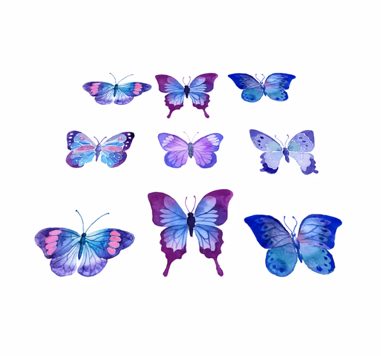 Animal vinyl carpet with vibrant butterfly designs - TenStickers