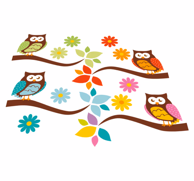 Animal vinyl carpet colorful owl design - TenStickers