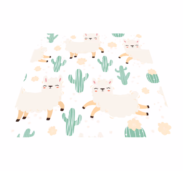 Animal vinyl carpet cute llamas and cacti - TenStickers