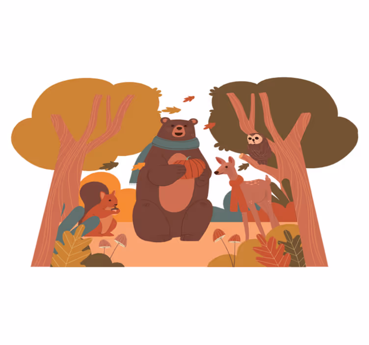 Animal vinyl carpet fall woodland creatures - TenStickers