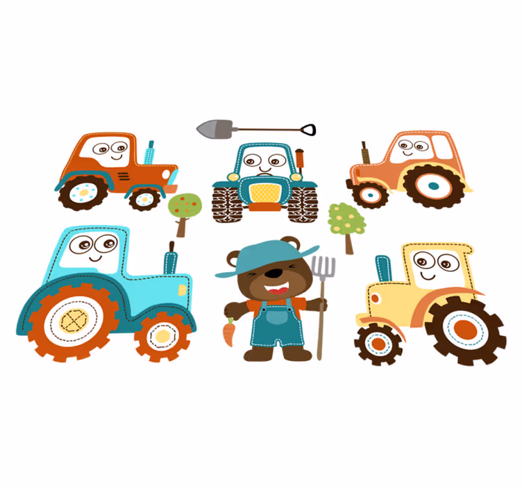 Animal vinyl carpet cute tractor designs - TenStickers