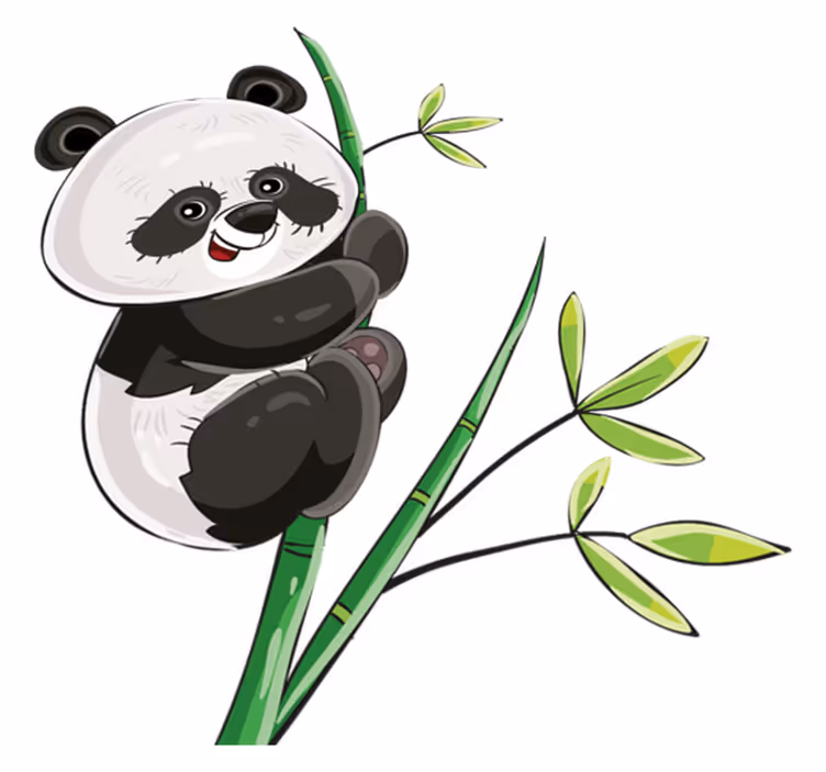 Panda climbing bamboo animal vinyl carpet - TenStickers