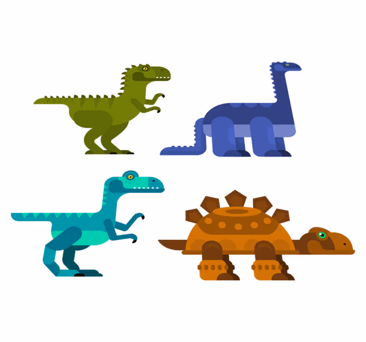 Animal vinyl carpet with colorful moving dinosaurs - TenStickers