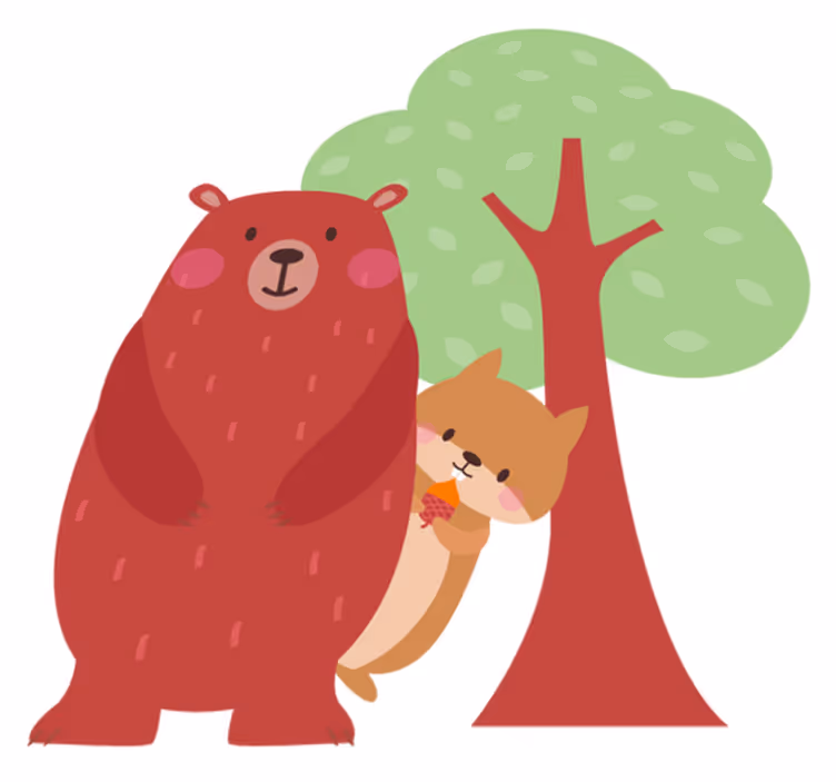 Animal vinyl carpet playful bear friend - TenStickers