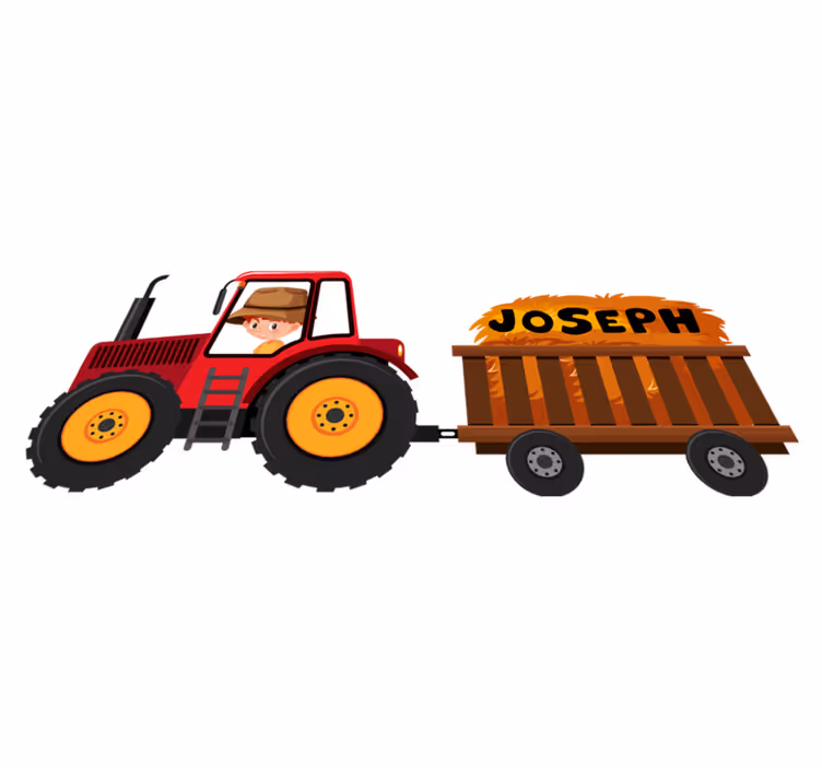 Animal vinyl carpet tractor with hay - TenStickers