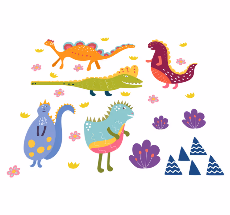Animal vinyl carpet with colorful dinosaur designs - TenStickers