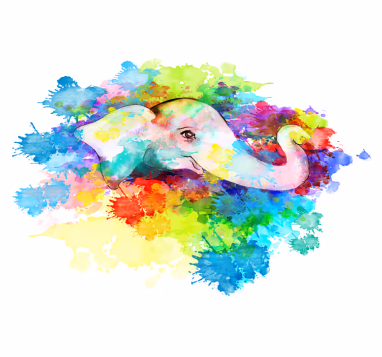 Colorful elephant splash animal vinyl carpet - TenStickers