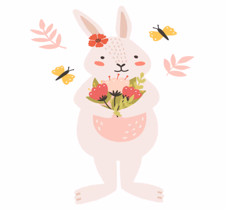 Animal vinyl carpet with cute bunny design - TenStickers