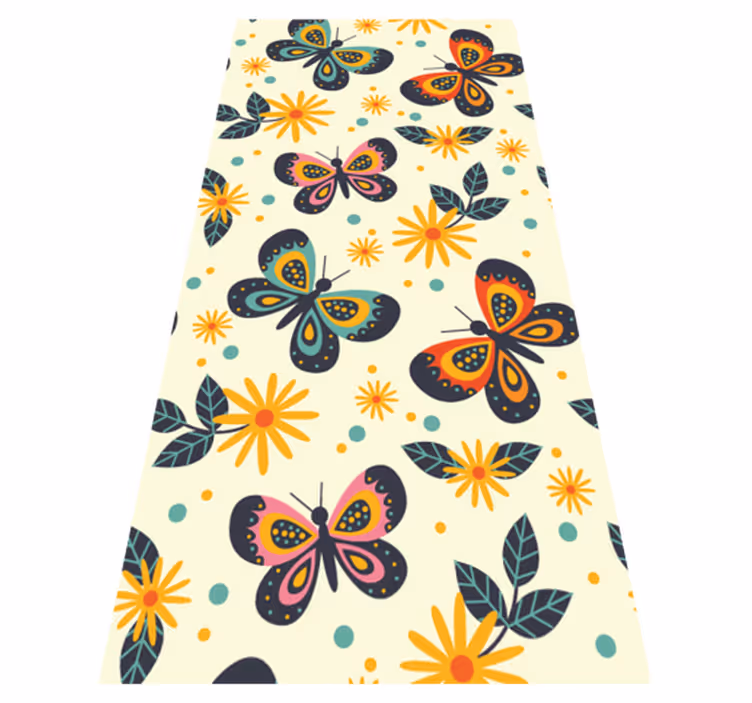 Animal vinyl carpet with colorful butterfly designs - TenStickers