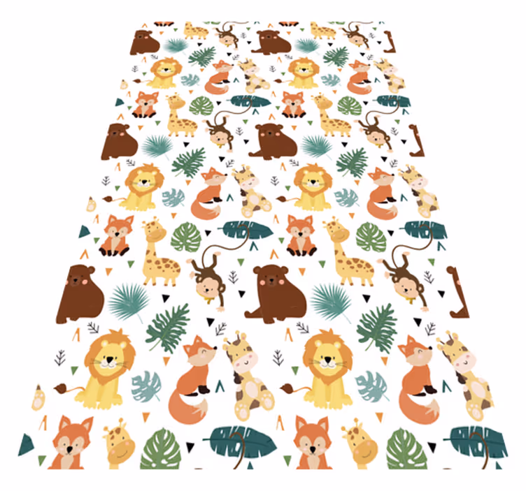Cute wild animals with leaves animal vinyl carpet - TenStickers