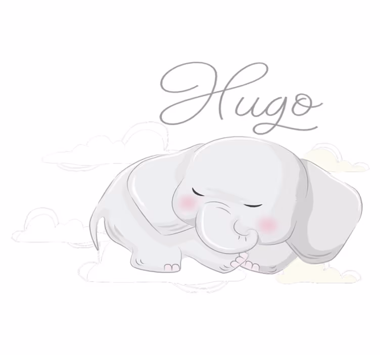 Animal vinyl carpet sleeping elephant in clouds with name - TenStickers
