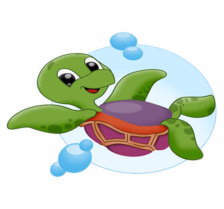 Animal vinyl carpet baby turtle playing - TenStickers