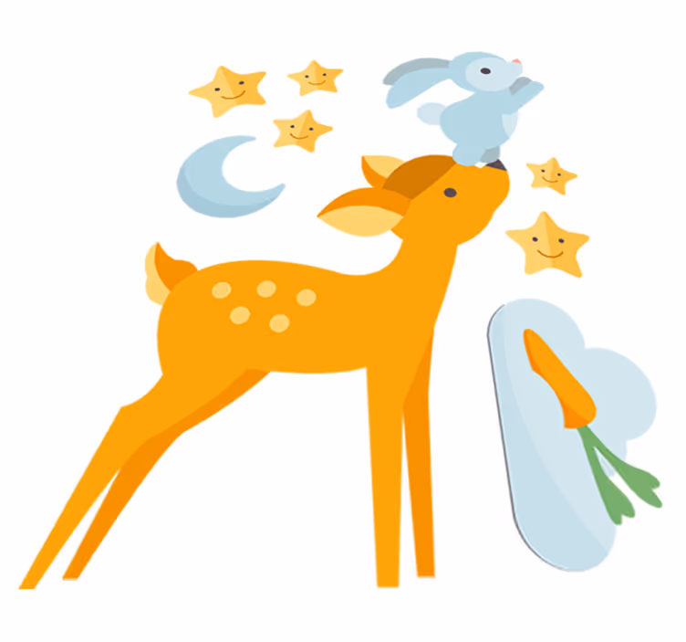 Animal vinyl carpet featuring deer and bunny - TenStickers