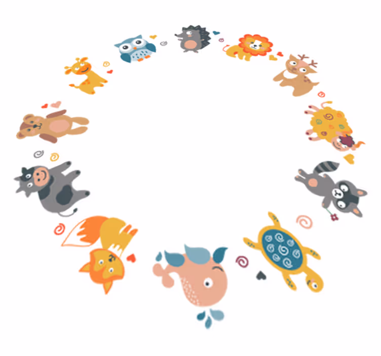 Animal vinyl carpet baby animals in circle - TenStickers