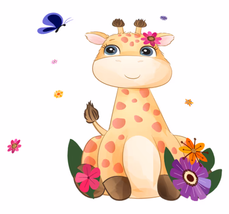 Animal vinyl carpet wild africa giraffe girl - TenStickers