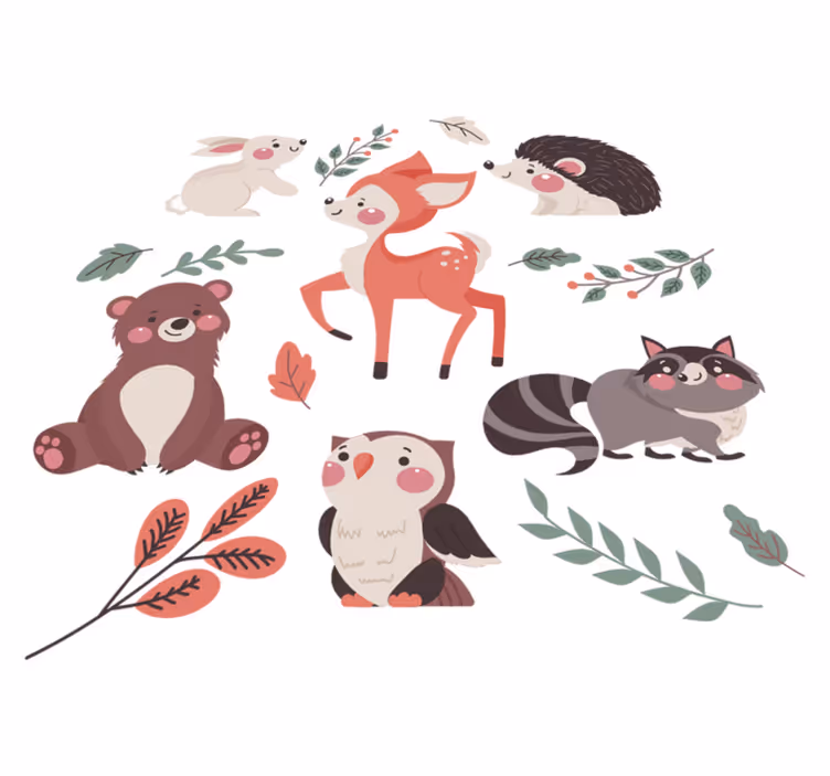 Animal vinyl carpet autumn forest creatures - TenStickers
