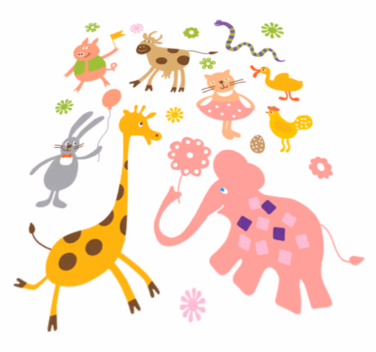 Colorful creatures animal vinyl carpet - TenStickers