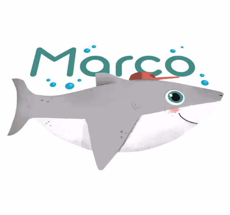 Baby shark with name animal vinyl carpet - TenStickers