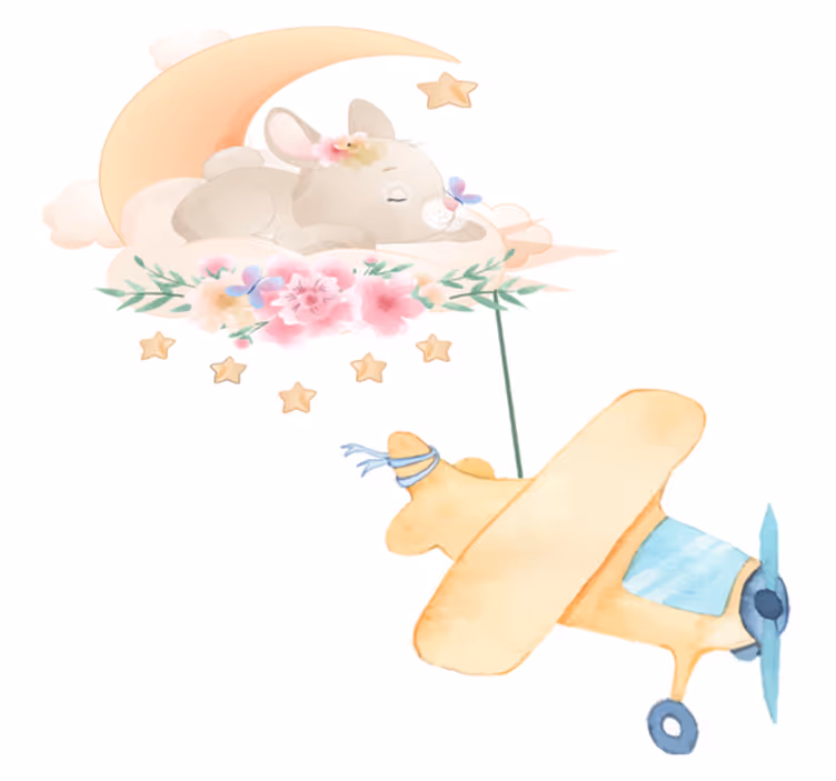 Animal vinyl carpet with bunny sleeping on the moon - TenStickers