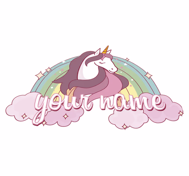 Animal vinyl carpet pink unicorn with name - TenStickers