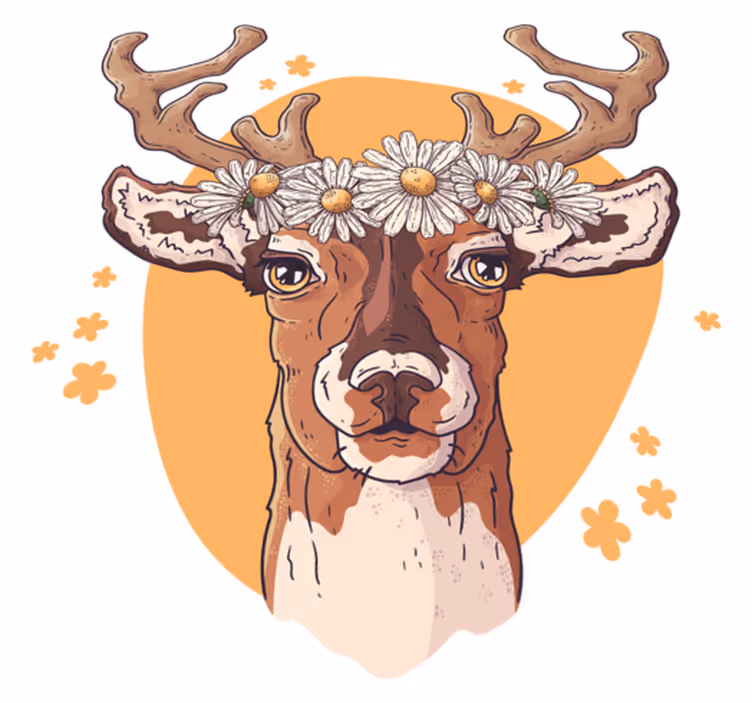 Flower stag animal vinyl carpet - TenStickers