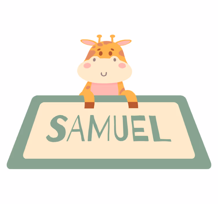 Animal vinyl carpet with personalized giraffe label - TenStickers