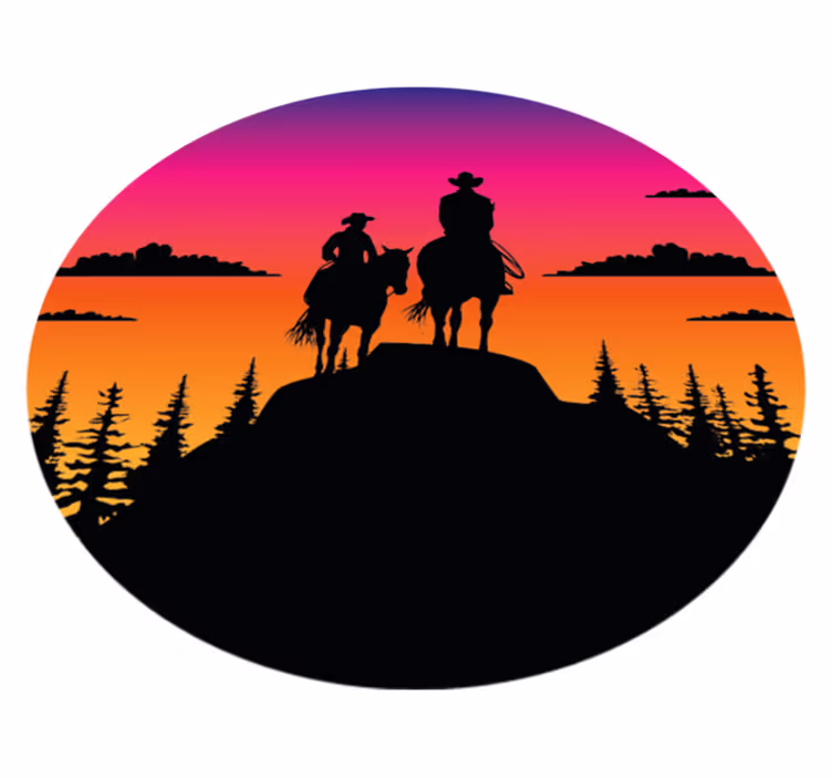 Animal vinyl carpet featuring wild west mountains and horses - TenStickers