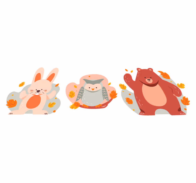 Animal vinyl carpet bear and wood rabbits - TenStickers